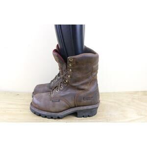 Chippewa Boots Mens 8E Brown Leather Vibram Steel Toe Work Logger F2413 400g